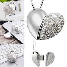 2PCS 32GB Crystal Diamond Heart USB 2.0 Flash Pen DriveThumb Memory Stick