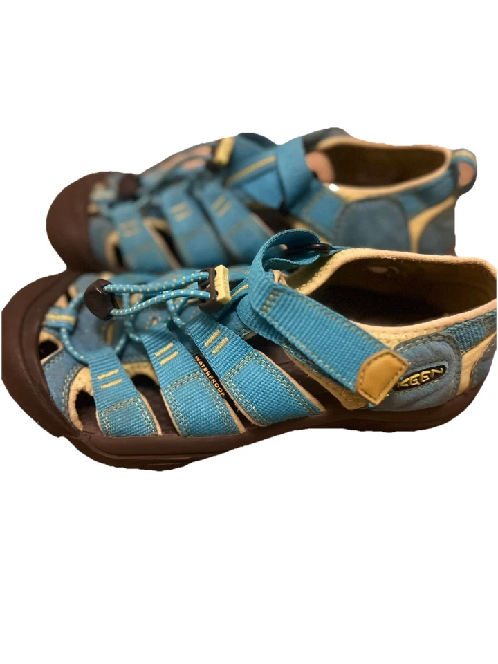 Keen Newport H2 Waterproof Shoes Big Kids Size 3 US Aqua Blue Neon Green Sandals - Image 3 of 4