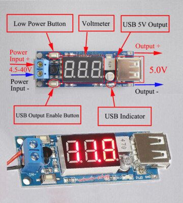 DC-DC Buck Voltage Converter 4.5-40V 12V To 5V/2A Step-down LED Voltmeter USB