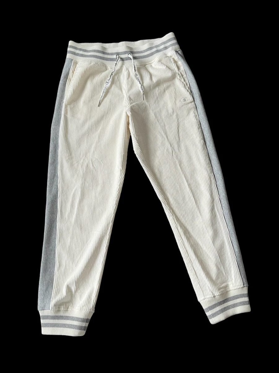 Champion Joggers Sz Large Off White Sweatpants Drawstring Reverse Weave Corduroy