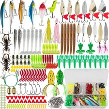 Fishing Lures Kit Box Including  Soft Plastic Worms Crankbait Jigs Spoon Lures