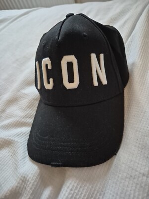 Dsquared2 bestickte Cargo schwarz/weiß Baseball Cap Einheitsgröße. Neu
