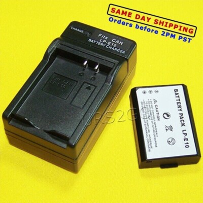 1160mAh Extended Slim LP-E10 Battery Wall AC Charger for Canon EOS REBEL T6 1300
