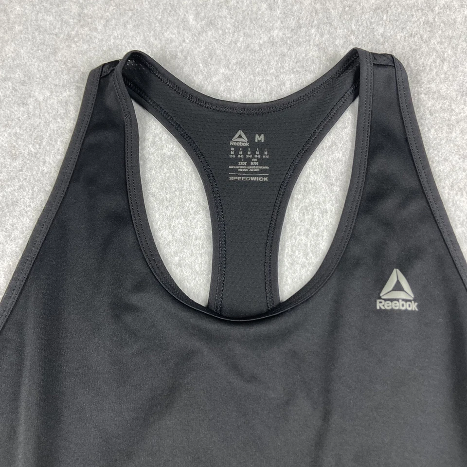 Reebok Top Womens Medium Black Racer Back SpeedWick Sleeveless Activewear Gym - Image 3 of 4