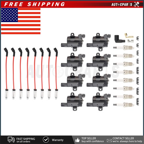 8 Square Ignition Coil Pack &amp; Spark Plug Wire For Chevy GMC
