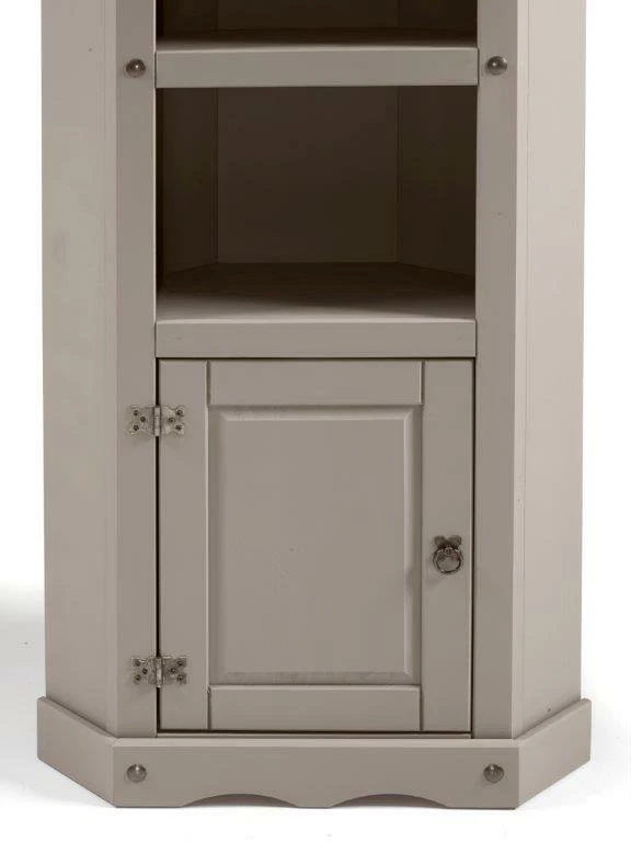 Corona Corner Display Unit Grey Wax Solid Pine Bookcase by Mercers Furniture® - Image 4 of 4