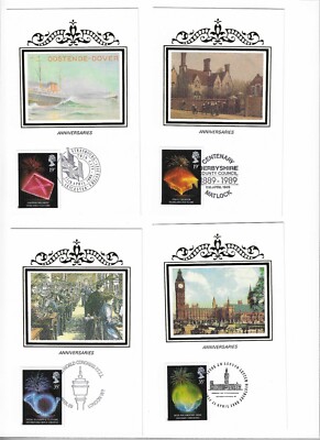 GB Benham Silks FDC on postcards - 1989 Anniversaries with various ...