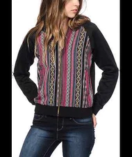 TRILLIUM MULTI STRIPE SWEATSHIRT HOODIE GIRLS ZUMIEZ SKATER  black