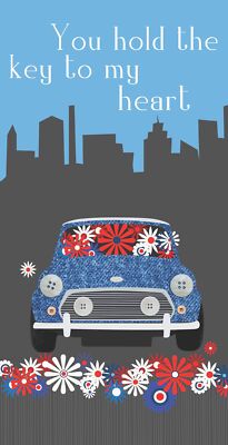 Grußkarte - Mini Cooper - Schlüssel zu meinem Herzen - Geburtstag Valentinstag One I Love