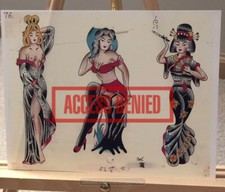 ERNIE CARAFE vintage tattoo flash Sheet 1st Gen Copy