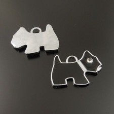 DOG PET ANIMAL black crystal SILVER pendant women 20" necklace FREE GIFT BOX