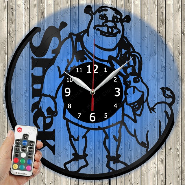 LED Clock Shrek LED Light Vinyl Record Wall Clock LED Wall Clock 4862