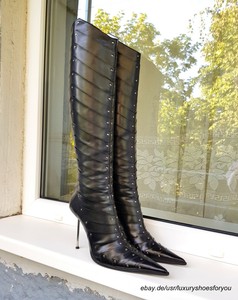 black leather boots ebay