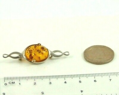 925 Sterling Silber ovale Form cognacfarben baltischer Bernstein keltischer Knoten Brosche