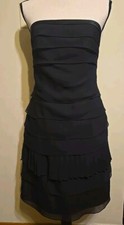 Vera Wang Label Dress 6 Strapless Black Polyester Ruffles Formal