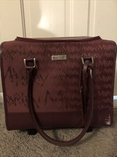 Marykay Large Logo Adjustable Rolling Makeup Travel Luggage Bag Plum Maroon Euc