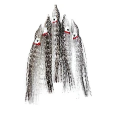Fish WOW! 5" Fishing Squid Skirt Octopus Hoochies Crinkle Lure Black Crystal NEW