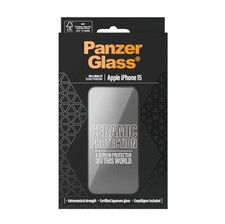 PanzerGlass iPhone 15 Ceramic Screen Protector Ultra-Wide Fit  + EasyAligner