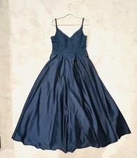 Prom Dress Size US 16, Dark Navy, Excellent, Once Used, Satin, Floor Length