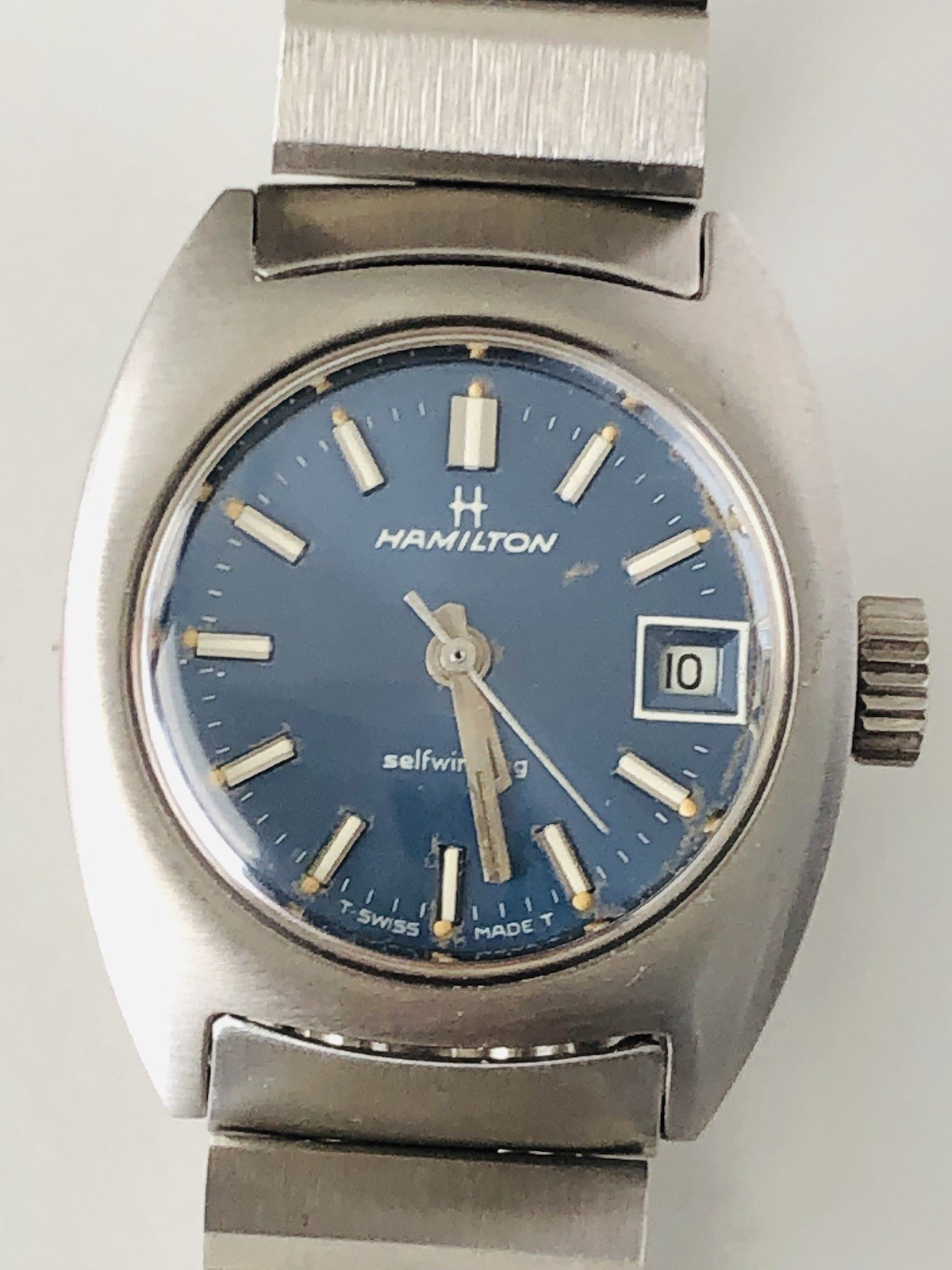 Silver Vintage 28mm Hamilton Swiss Automatic Date Ladies Tone Watch - vintagewatches.pk