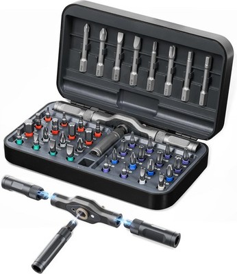 Magnetic Screwdriver Set 42 in 1 T-Handle Ratchet S2 Steel Bits for Electronics