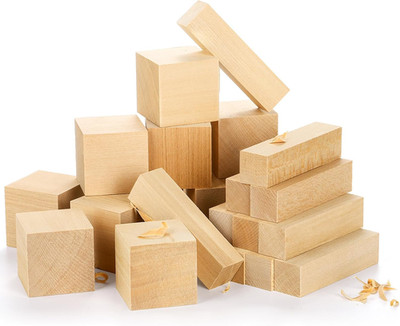 24 Pack Basswood Carving Blocks 2'' Wood Cubes Unfinished Wood Craft Blanks