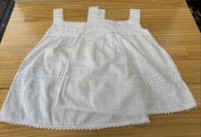 Two Vintage Small White Lace Broderie Anglais Lacy  Toddler Dresses