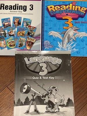 Lot 3 Parent/Teacher Abeka Grade 3 Reading~Language Answer Key~Quiz~Skills sheet
