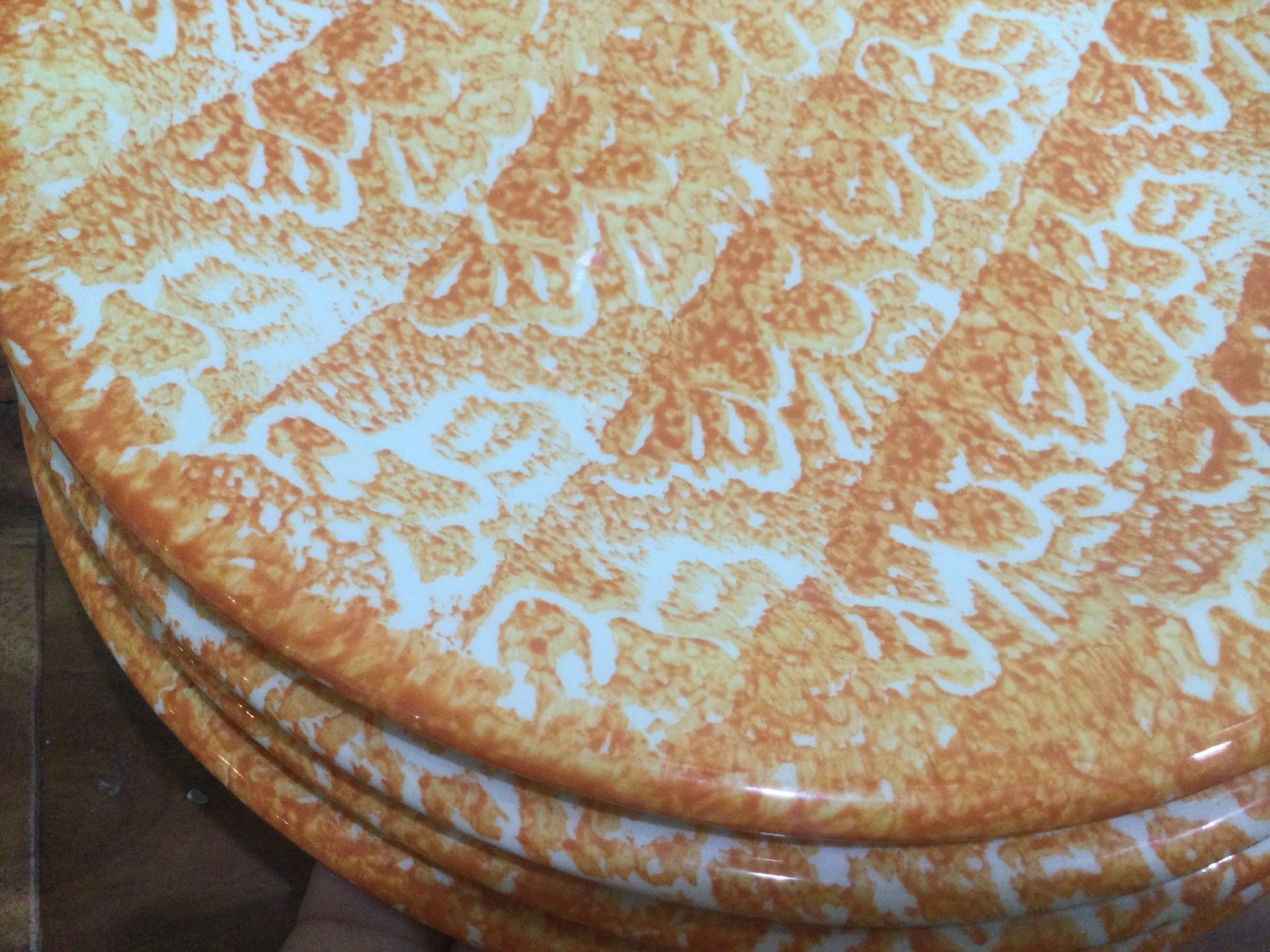 12pc  Tre Ci Italy orange BATIK service for 4 cup plates pasta bowls exc