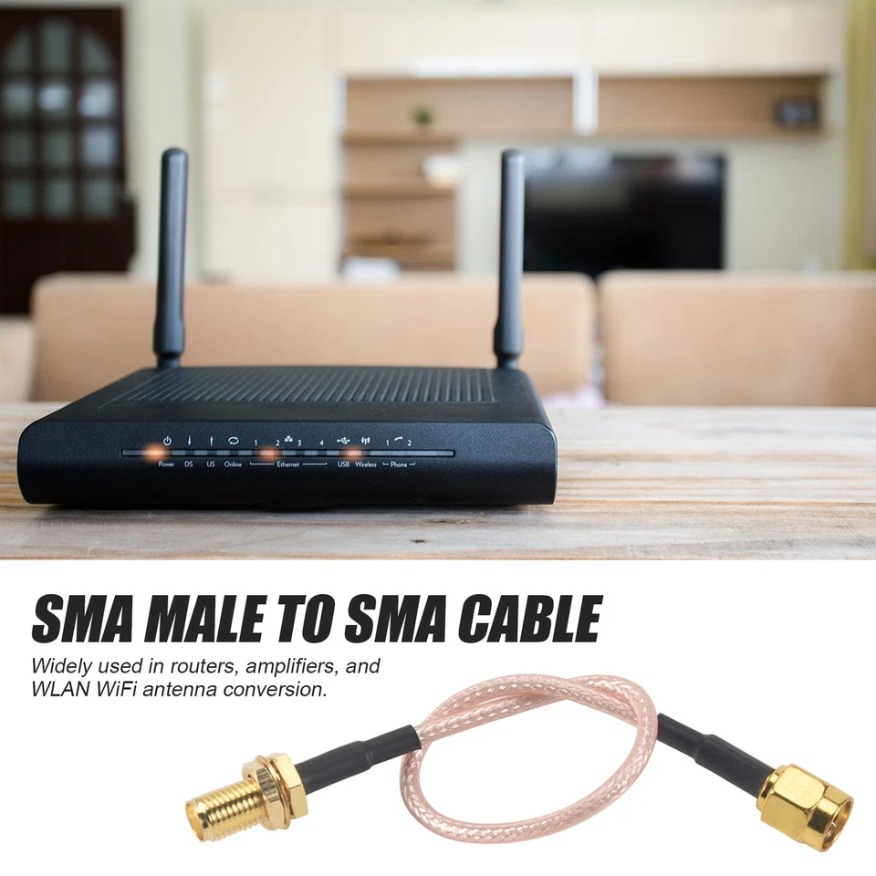 SMA Male to SMA Female  Bulkhead Crimp RG316 Coax Cable  Pigtail 15cm U3F35258 - Image 3 of 4