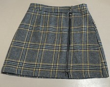 Abercrombie Fitch Plaid Zipper Mini Skirt High Waist Academia Wool Blend XS