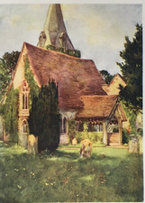 Stoke Poges Church in Buckinghamshire - Antique Print 1918