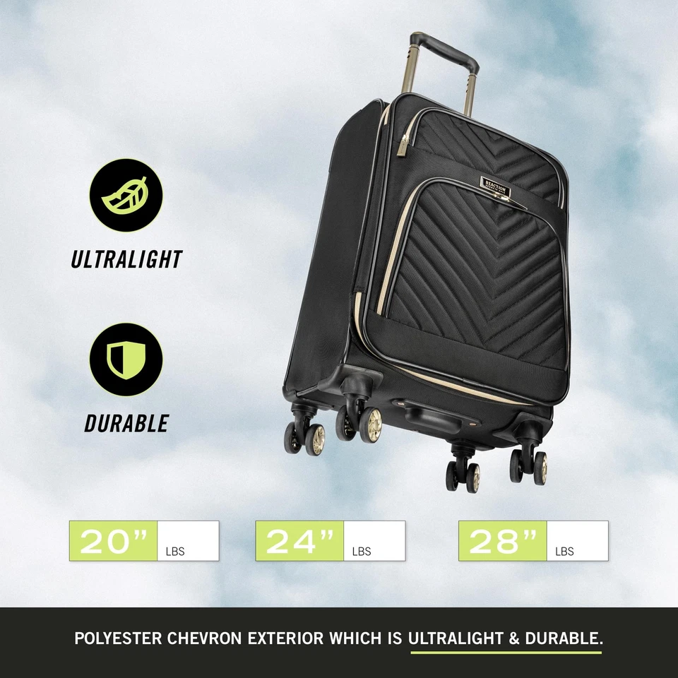 Equipaje acolchado Chelsea Chevron, negro, 28 pulgadas facturado Foto 3 de 4