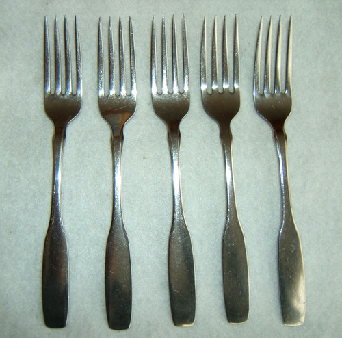 5 Dinner Forks Oneida Community PAUL REVERE Stainless 7.25"