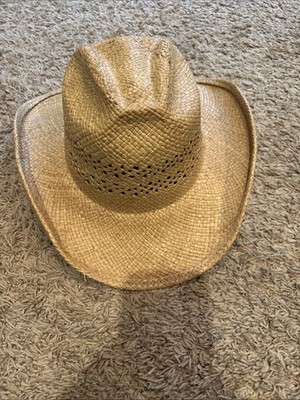 Shady Brady Dallas Straw Cowboy Hat Western Size Small Made in USA Leather VTG