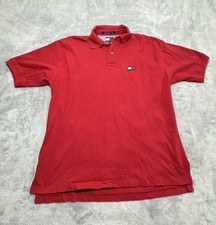VINTAGE TOMMY HILFIGER MENS M POLO SHIRT. FITTED SLEEVES RED TOMMY FLAG 90  s Y2K