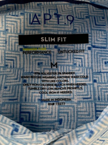 Apt. 9 Men's Slim Fit Premier Flex Button Down Shirt Blue Geometric Print M - Picture 7 of 8