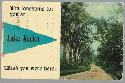 pk95254:Postcard-Vintage Pennant Greetings from Lake Keuka,New