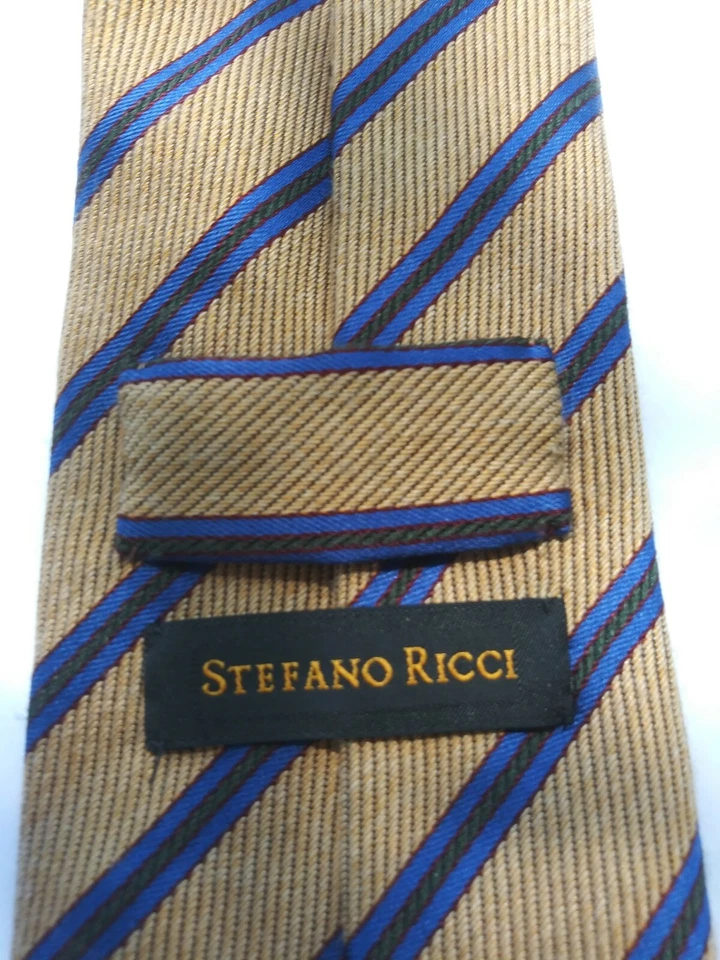 Corbata para hombre. Steffano Ricci dorado con rayas negras longitud 62. Ancho 3" Foto 3 de 4