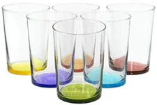 Set of 6 Multicolor Large Drinking Glasses for Water, Juice and Cocktails, 16 oz