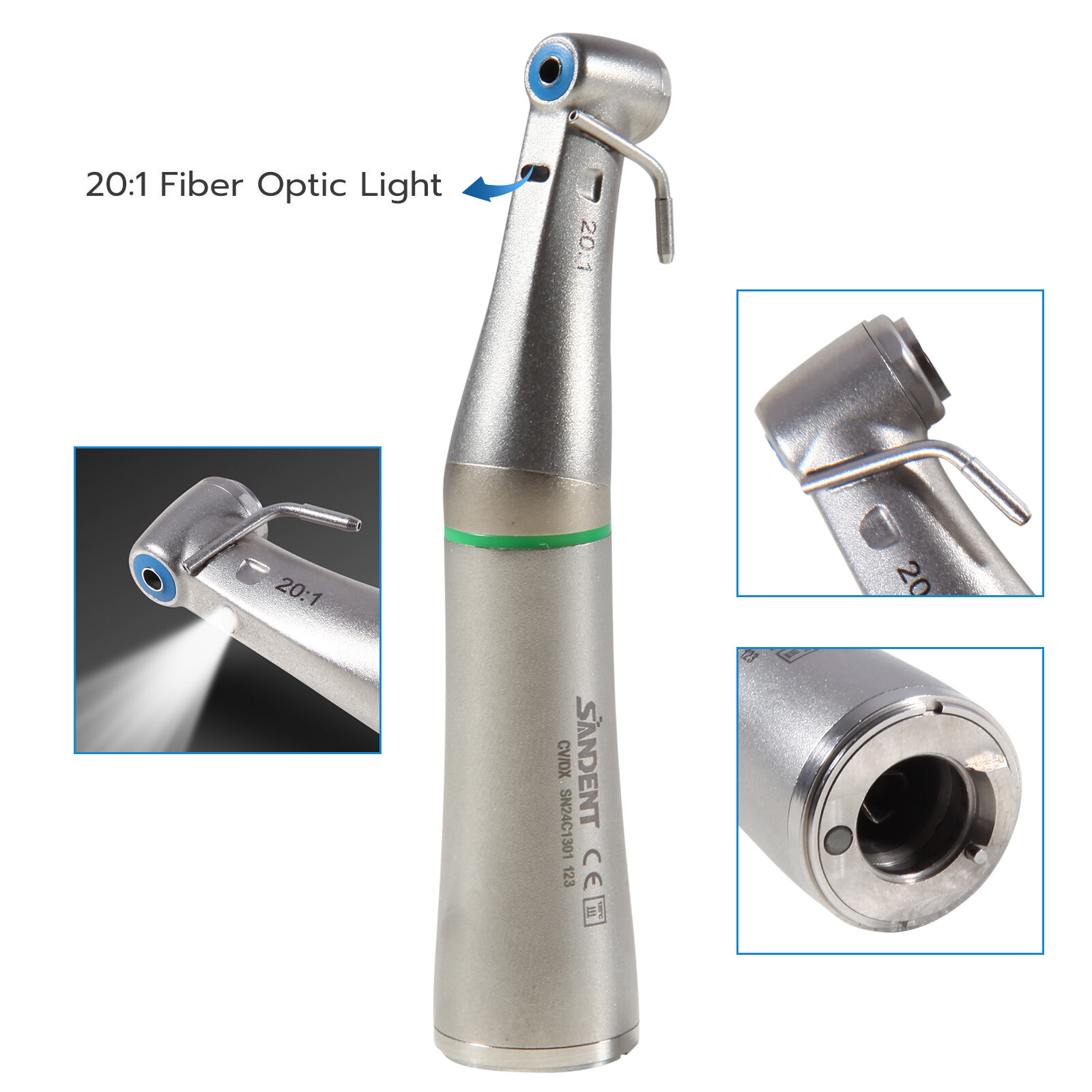 1-5 Contra Angle 20:1 LED Dental Implant Surgical Handpiece Fiber Optic For NSK