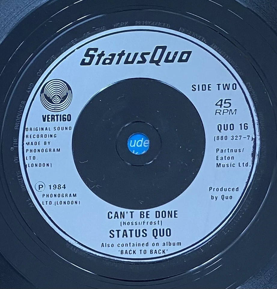 Status Quo The Wanderer Vertigo Records Quo 16 45rpm 7” (1984) UK Import NM! - Image 4 of 4