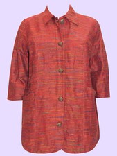 Ulla Popken Dark Red Shantung Collared Jacket Uk Plus Sizes 16/18 To 40/42