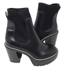 Madden Girl Women's Kayden Pull On Stacked Heel Boots Black Size:10 91RS