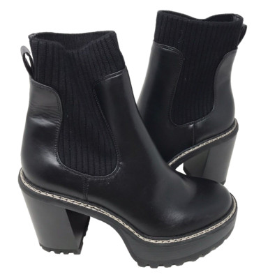 Madden Girl Women's Kayden Pull On Stacked Heel Ankle Boots Black Size:10 91RS