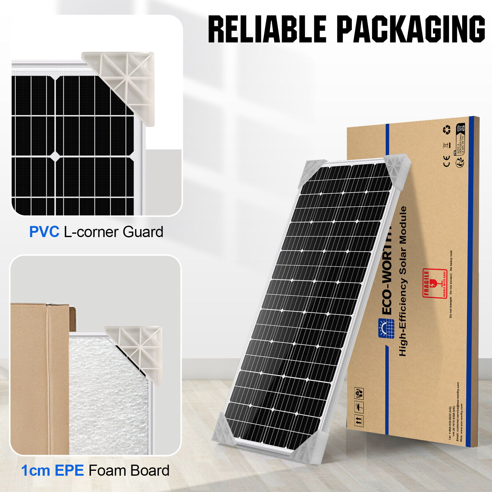 ECO-WORTHY 100W 200W 400W Watt Monocrystalline Solar Panel PV 12V Home Garden RV
