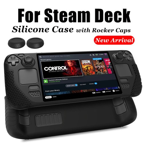 For Steam Deck Silicone Case Protective Skin Anti-Slip Shell with Thumb Grip Cap