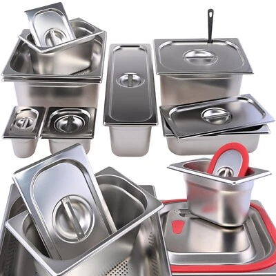 GN Behälter oder Deckel Gastronorm Edelstahl 1/9 1/6 1/4 1/3 1/2 2/3 2/4 1/1