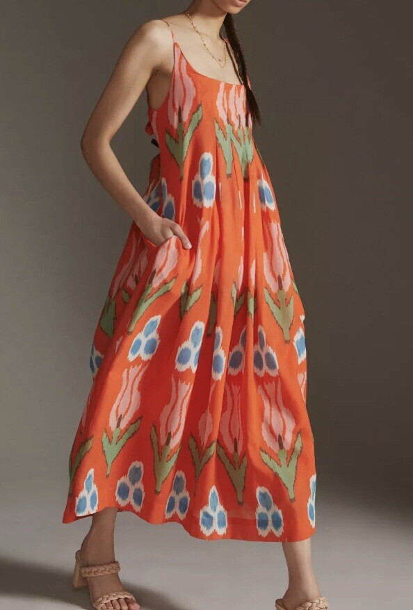 anthropologie nikki pleated maxi dress Anthropologie Nikki Pleated Maxi Sundress Multi Sz L