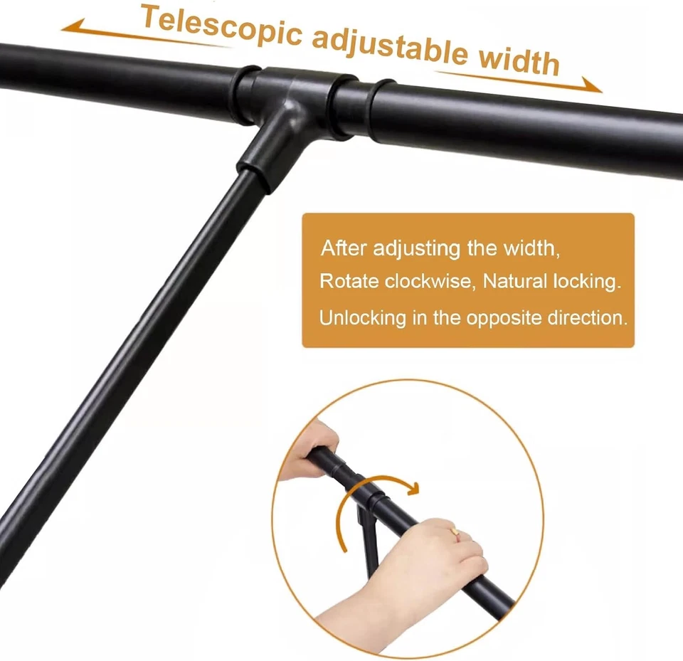 Varilla de armario extraíble 66 libras de capacidad de carga con mango ergonómico negro 25,6-33,4" Foto 3 de 4